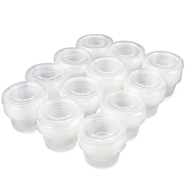 Back of House Ltd. 100-pack of Disposable Clear Plastic Condiment Storage Cups with Lids - Choose 2 ...