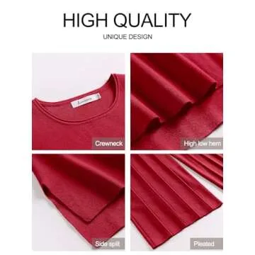 ANRABESS Women 2 Piece Outfits Casual Summer Sleeveless Tops Knit Pants Sweater Lounge Matching Sets 2025 Trendy Clothes Red Small