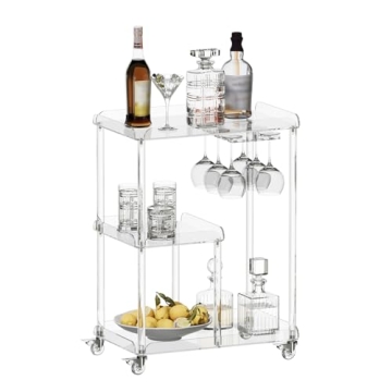 Elegant HMYHUM Acrylic Bar Cart with Lockable Wheels