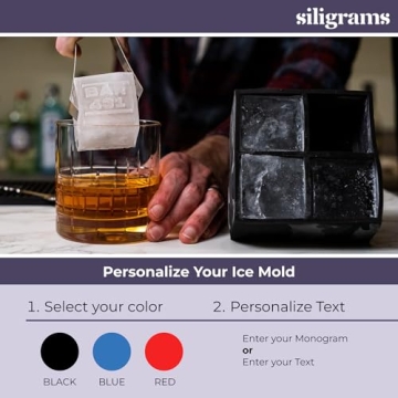 Siligrams Personalized Silicone Ice Cube Mold - Custom Ice Molds for Cocktails, Whiskey & Other Drinks - Great Customizable Gift (2 Cubes - Square)