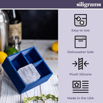 Siligrams Personalized Silicone Ice Cube Mold - Custom Ice Molds for Cocktails, Whiskey & Other Drinks - Great Customizable Gift (2 Cubes - Square)