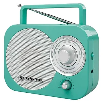 Studebaker SB2000TS Teal/Silver Retro Classic Portable AM/FM Radio with Aux Input