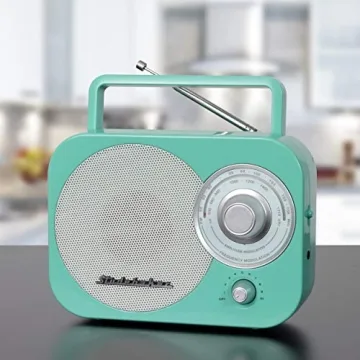 Studebaker SB2000TS Teal/Silver Retro Classic Portable AM/FM Radio with Aux Input