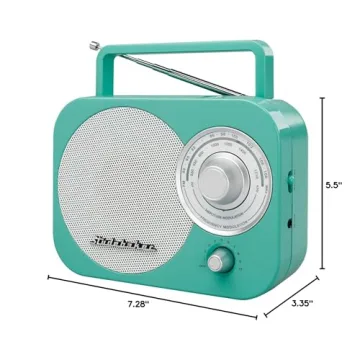 Studebaker SB2000TS Teal/Silver Retro Classic Portable AM/FM Radio with Aux Input