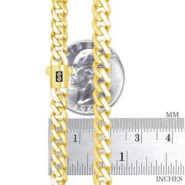 Nuragold 14k Real Yellow Gold Royal Monaco 6mm Miami Cuban Link Necklace (16"-30") Italian Jewelry for Men & Women