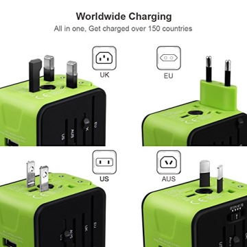 Universal Travel Adapter for 150+ Countries with USB Ports