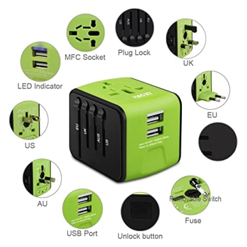 Universal Travel Adapter for 150+ Countries with USB Ports