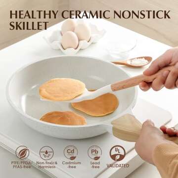 SENSARTE Nonstick Ceramic Frying Pan Skillet with Lid, 8 Inch Omelet Pan, Healthy Non Toxic Chef Pan...