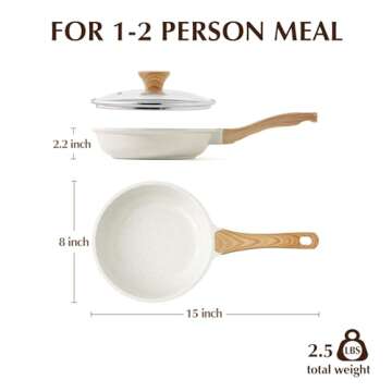 SENSARTE Nonstick Ceramic Frying Pan Skillet with Lid, 8 Inch Omelet Pan, Healthy Non Toxic Chef Pan, Induction Compatible Egg Pan with Heat Resistant Handle, PFAS-Free