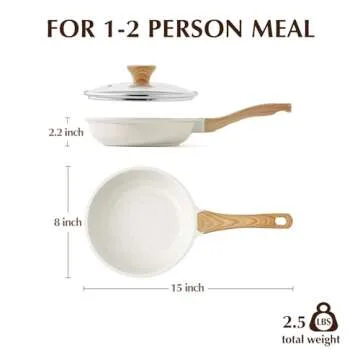 SENSARTE Nonstick Ceramic Frying Pan Skillet with Lid, 8 Inch Omelet Pan, Healthy Non Toxic Chef Pan, Induction Compatible Egg Pan with Heat Resistant Handle, PFAS-Free