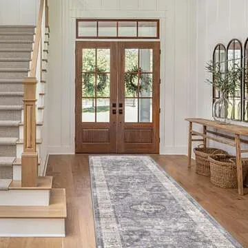 Low Pile Washable Hallway Runner Rug for Elegant Homes