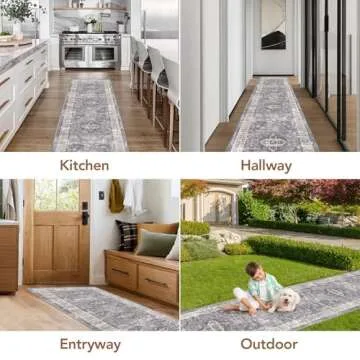 Low Pile Washable Hallway Runner Rug for Elegant Homes