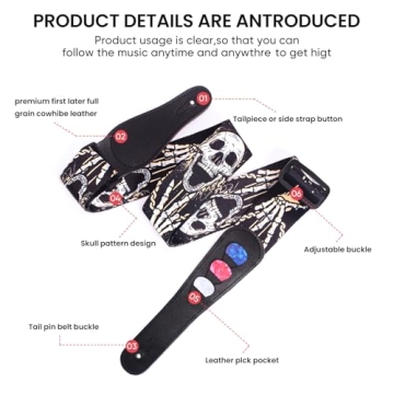 AARVI Guitar Strap Set – Adjustable 41-67" with Picks & Strap Locks