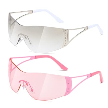 KIMORN Wrap Around Y2K Sunglasses - Futuristic Flat Top Shades for Everyone