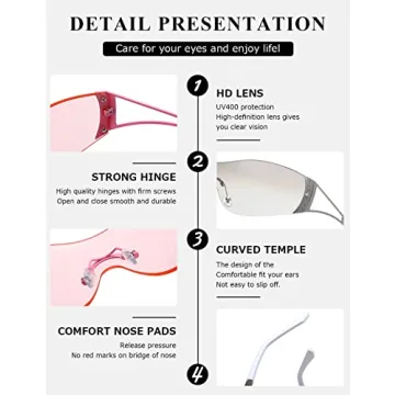 Stylish KIMORN Wrap Around Y2K Sunglasses for Men & Women