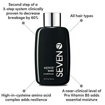 SEVEN Haircare KENTE BOND Conditioner for Split Ends + Damaged Hair, Sulfate Free, Cruelty Free with Amino Acid Complex, Guar Gum & Pro Vitamin B5 for Men & Women, Made in USA, 10 oz