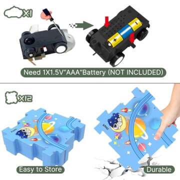 Floor Puzzles for Kids, Puzzle Track Car Play Set, Educational Montessori Toys for 1-3 Year Old Boys, Year Old Boy Birthday Gift(Universe)