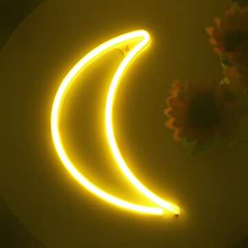 Momkids Moon Neon Signs Cute Led Neon Lights for Bedroom Decor Battery or USB Powered Wall Art Led Signs for Home Kids Room Bar Birthday Gifts Party Decorative Lights（Warm White）