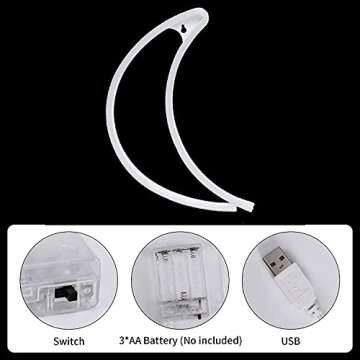 Momkids Moon Neon Signs Cute Led Neon Lights for Bedroom Decor Battery or USB Powered Wall Art Led Signs for Home Kids Room Bar Birthday Gifts Party Decorative Lights（Warm White）