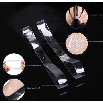 5 Pairs of Silicone Invisible Shoe Straps - Attachable Ankle Straps for Comfortable Footwear