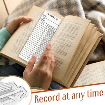 100 Pcs Reading List Bookmark Tracker 3 x 8 Personal Library Card Bookmark Book Tracker Reading Page...