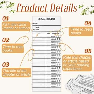 100 Pcs Reading List Bookmark Tracker 3 x 8 Personal Library Card Bookmark Book Tracker Reading Page Cards Reading Log Notecards for Student Kids Reading Lover Readers Literary Gifts Book Accessories