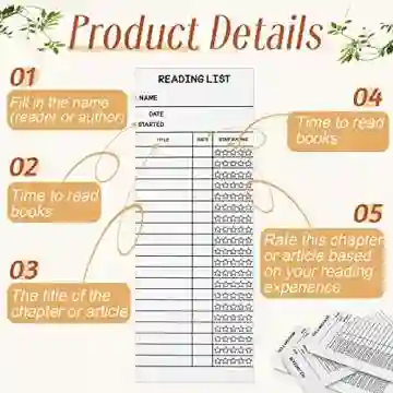 100 Pcs Reading List Bookmark Tracker 3 x 8 Personal Library Card Bookmark Book Tracker Reading Page Cards Reading Log Notecards for Student Kids Reading Lover Readers Literary Gifts Book Accessories