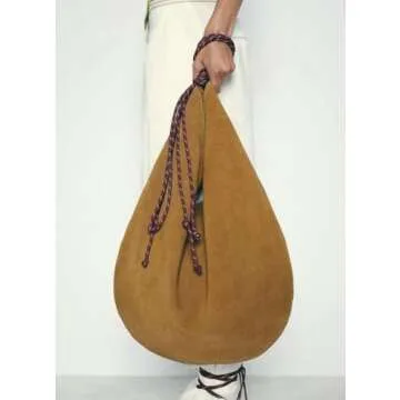 Slouchy Tote Bag Women Fall Suede Large Capacity Handbag Lazy Shoulder Bag with Rope Handle Shoulder Bag