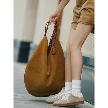 Slouchy Tote Bag Women Fall Suede Large Capacity Handbag Lazy Shoulder Bag with Rope Handle Shoulder Bag