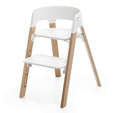 Stokke Steps Chair Complete, Seat - White, Legs - Natural