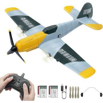 HAWK'S WORK 3 Channel RC Plane BF-109, Remote Control Airplane Ready to Fly, 2.4GHz 6-axis Gyro Stab...