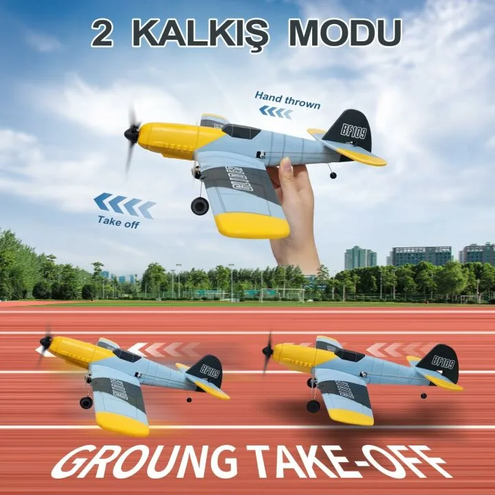 HAWK'S WORK 3 Channel RC Plane BF-109, Remote Control Airplane Ready to Fly, 2.4GHz 6-axis Gyro Stabilizer, Easy to Fly for Kids & Beginners