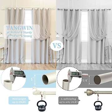 TANGWIN Antique White Curtain Rods for Windows 48 to 84 Inch(4-7ft),1 Inch Adjustable Curtain Rod,Heavy Duty Curtain Rods,Decorative Swan Finials Drapery Rods,Window Curtain Rod 36-88",Ivory White