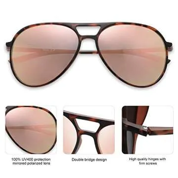 SOJOS Classic Polarized Ultra Lightweight Flexible Men Women Sunglasses JOURNEY SJ2065 with Matt Brown Demi Frame/Pink Mirrored Lens