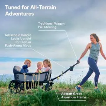 Veer All-Terrain Cruiser XL | Premium Off-Road Wagon Stroller for Babies, Toddlers, and Kids | Push/Pull/Push-Along Steering for Uneven Terrain | JPMA Certified | Lightweight and Collapsible | 4 Seats