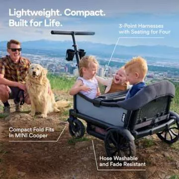 Veer All-Terrain Cruiser XL | Premium Off-Road Wagon Stroller for Babies, Toddlers, and Kids | Push/Pull/Push-Along Steering for Uneven Terrain | JPMA Certified | Lightweight and Collapsible | 4 Seats