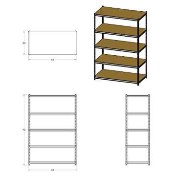 Edsal 48"W x 24"D x 72"H 5-Shelf Steel Shelving, Black