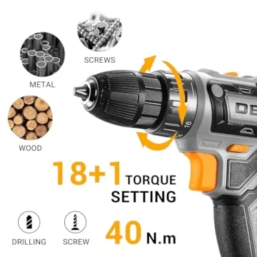 20V DEKO PRO Cordless Drill Set with Battery