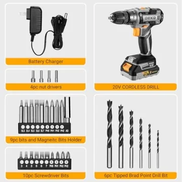20V DEKO PRO Cordless Drill Set with Battery