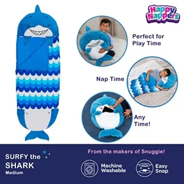 Happy Nappers Cozy Sleeping Bag & Pillow - Shark Plush
