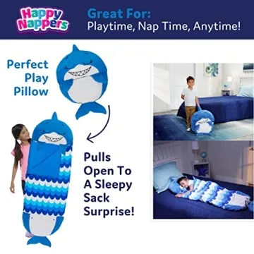 Happy Nappers Cozy Sleeping Bag & Pillow - Shark Plush