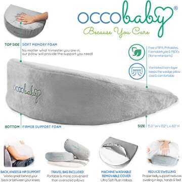 OCCObaby Pregnancy Wedge Pillow for Maternity | Memory Foam Pregnancy Pillow for Sleeping, Belly, Kn...