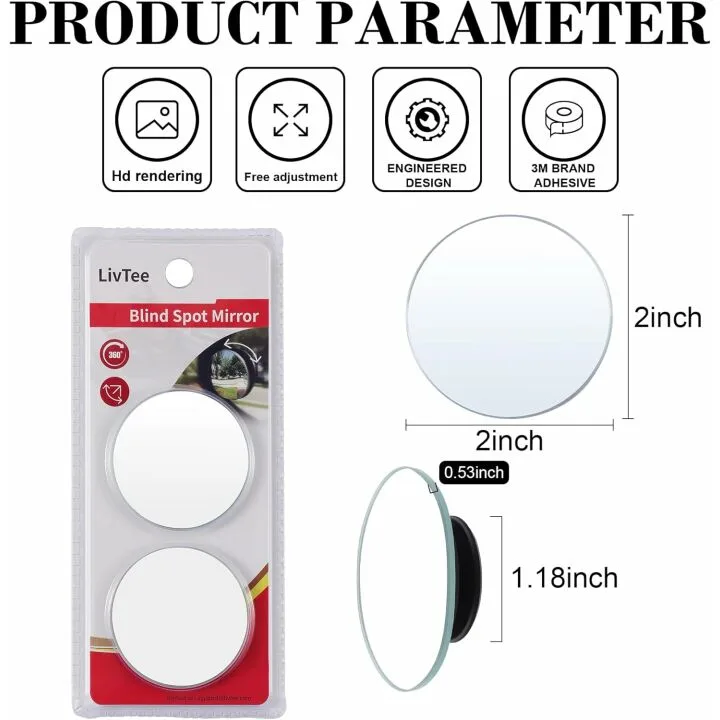 LivTee Blind Spot Mirrors - Pack of 2 for Vehicles