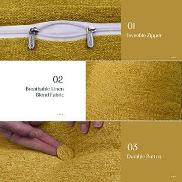 VERCART Triangular Headboard Wedge Pillow Daybed Pillows Bed Headboard Pillow Wedge Bed Rest Reading Pillow Gap Filler Triangle Back Cushion Lumbar Positioning Upholstered Linen Yellow Queen