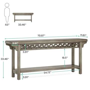 Tribesigns 70.8-Inch Solid Wood Long Console Table, Farmhouse Entryway Table with Storage, Narrow So...