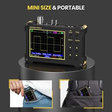 Mini Handheld Digital Oscilloscope, Support Persistence, PWM, 14 Type Measurement, 40MSa/s Sampling Rate, 18MHz Bandwidth, Signal Generator Frequency 500Khz, 2.4” LCD Display