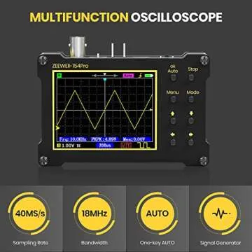 Mini Handheld Digital Oscilloscope, Support Persistence, PWM, 14 Type Measurement, 40MSa/s Sampling Rate, 18MHz Bandwidth, Signal Generator Frequency 500Khz, 2.4” LCD Display