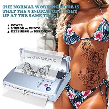 Sacnahe Tattoo Transfer Stencil Machine Copier Printer Thermal Tattoo Kit Copier Printer With 20pcs ...