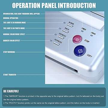 Sacnahe Tattoo Transfer Stencil Machine Copier Printer Thermal Tattoo Kit Copier Printer With 20pcs Tattoo Stencil Transfer Paper, Silver（ Not Wireless）
