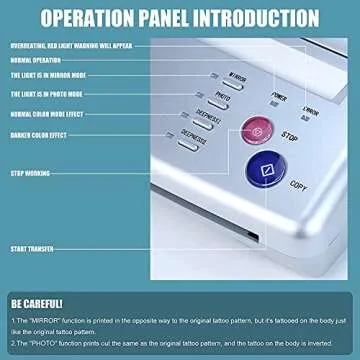 Sacnahe Tattoo Transfer Stencil Machine Copier Printer Thermal Tattoo Kit Copier Printer With 20pcs Tattoo Stencil Transfer Paper, Silver（ Not Wireless）